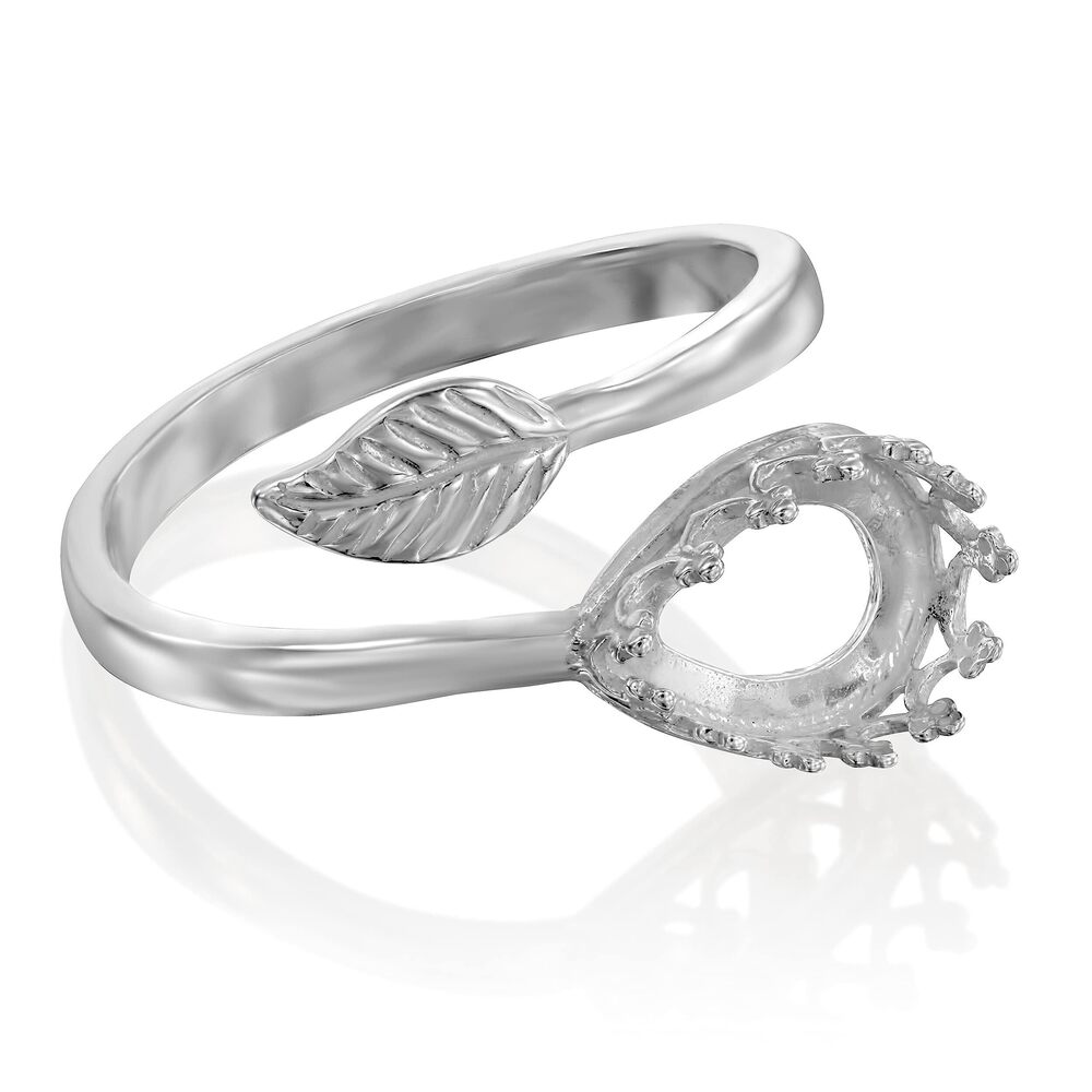 2536 925 Sterling Silver Ring Blanks - 2 Pcs Adjustable Bypass Leaf 5 to 9